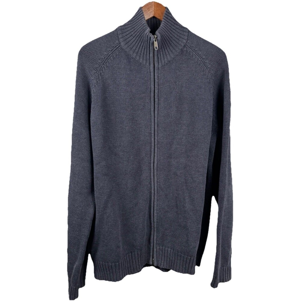 J Crew Full Zip Blue Men's XL Cotton Blend Sweater Jacket